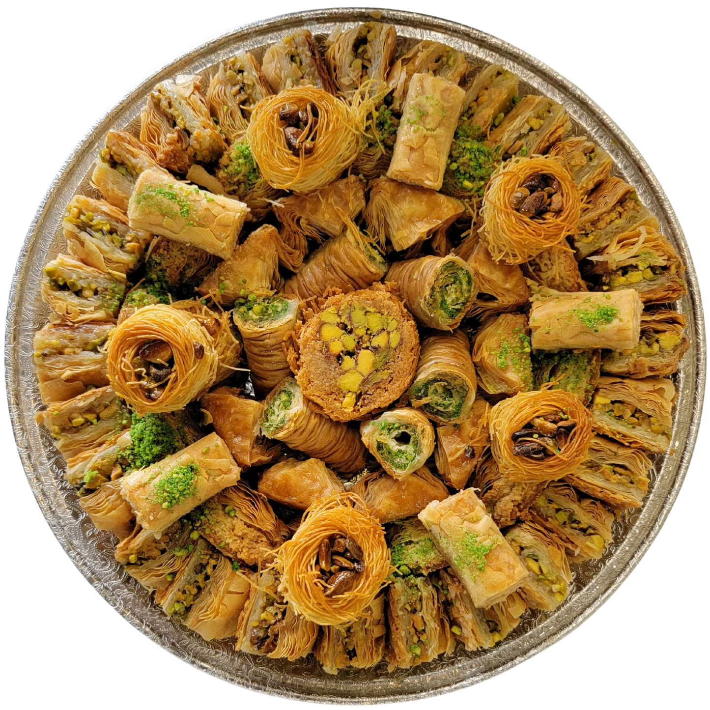 Tarakji Sweet baklava tray with assorted pistachio and cashew sweets